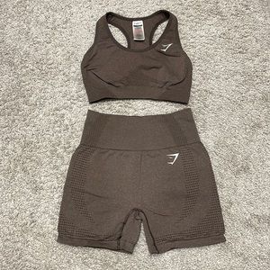 Gymshark Vital Seamless 2.0 Sports Bra & Shorts | Brown Marl